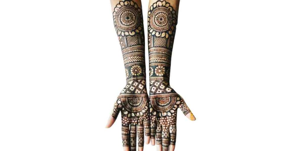 Stunning Circular Mandala Full-Hand Mehndi with Geometric Detailing