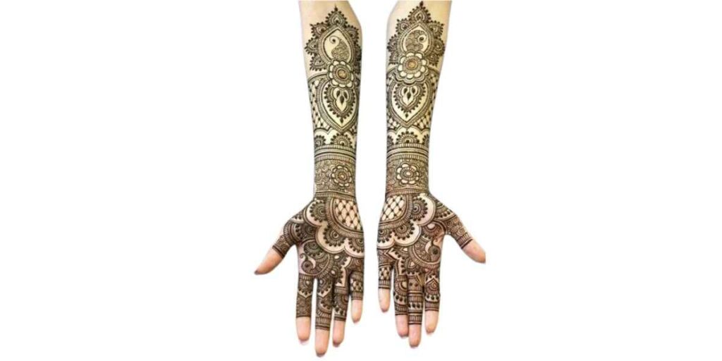 Full-Hand Bridal Mehndi with Bold Paisley and Floral Detailing