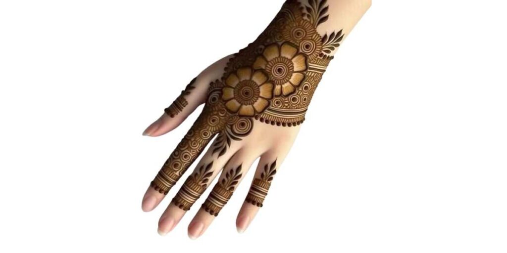 Simple Floral Mehndi Design Back Hand with Elegant Circular Motifs
