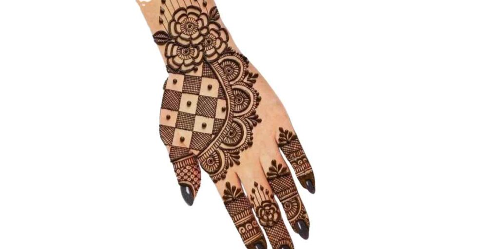 Checkered Floral Back Hand Mehndi Design