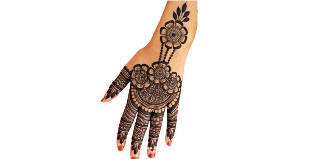 Bold Floral Back Hand Mehndi Design