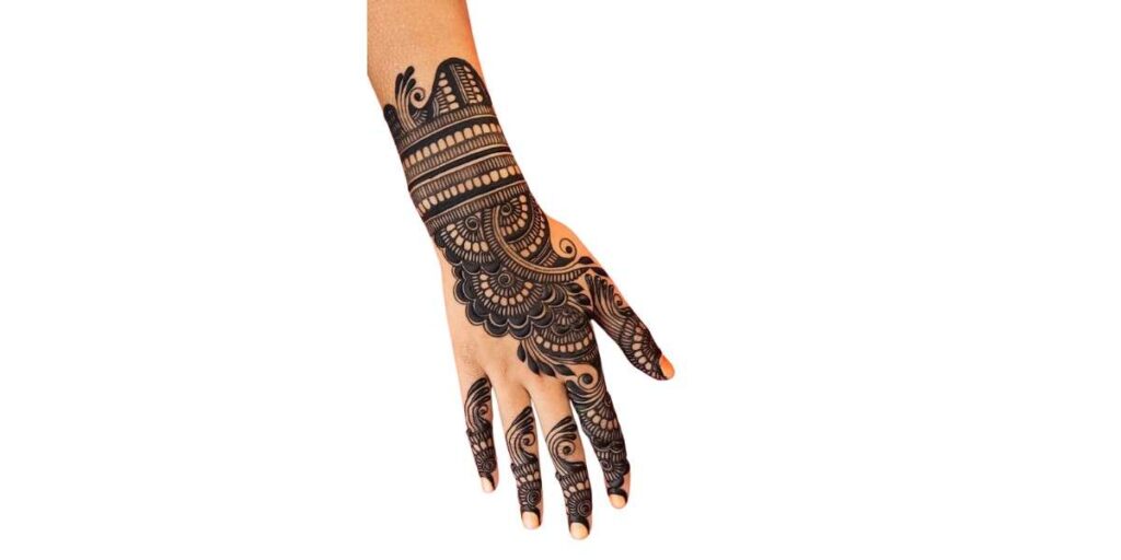 Bold Back-Hand Mandala Stripe Mehndi Design