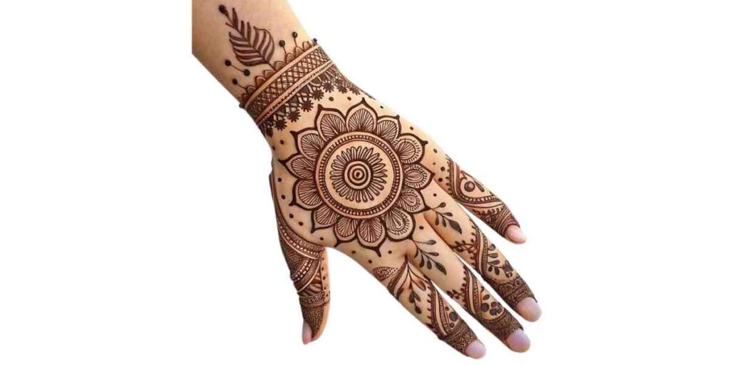 Bold Floral Mandala Mehndi Design Back Hand