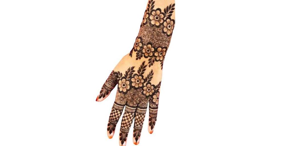 Bold Floral Vine Mehndi Design with Shading