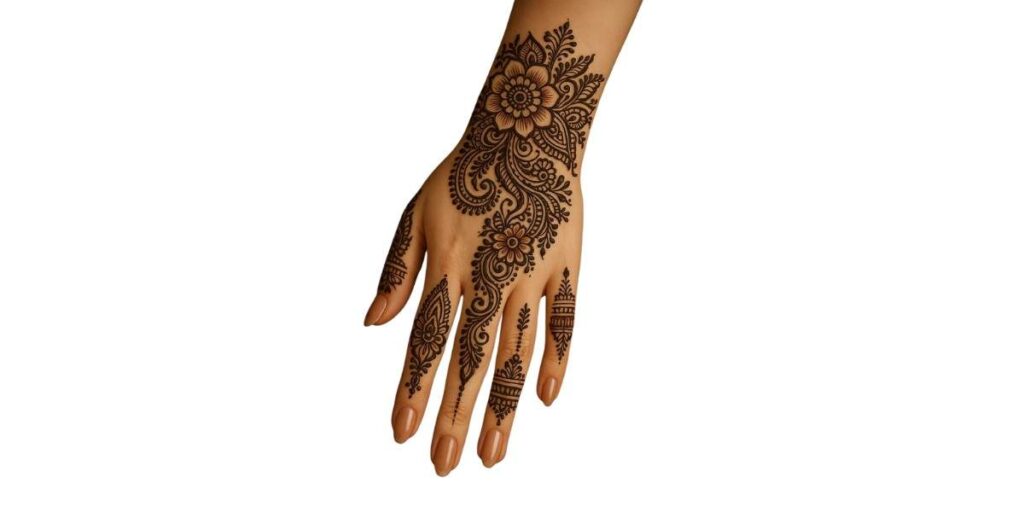 Elegant Floral Vine Mehndi Design for Back Hand