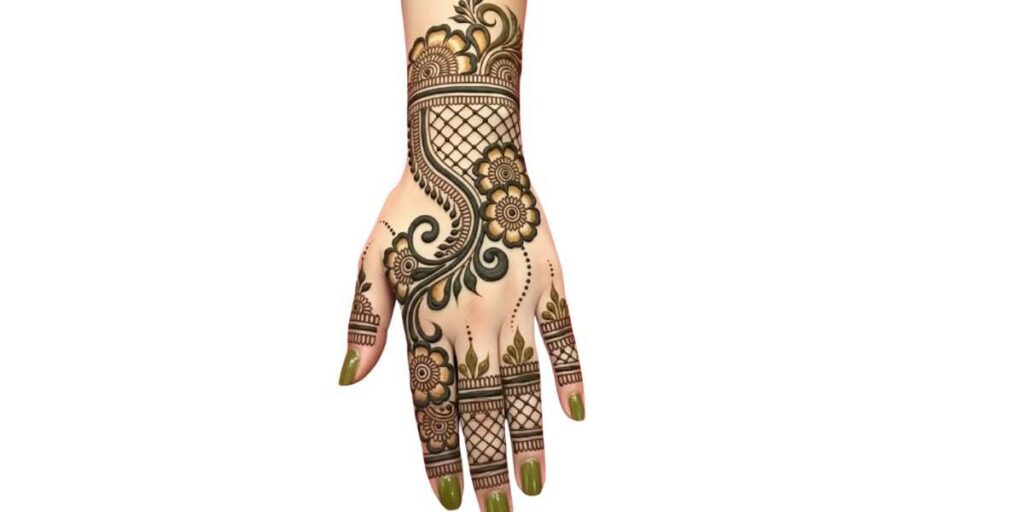 Flowing Floral Back Hand Mehndi Design