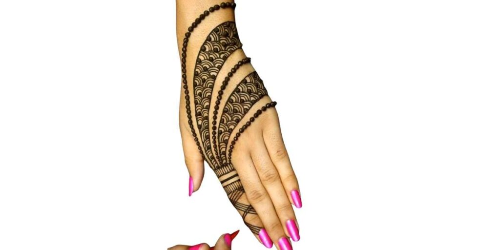 Modern Arc Back Hand Mehndi Design