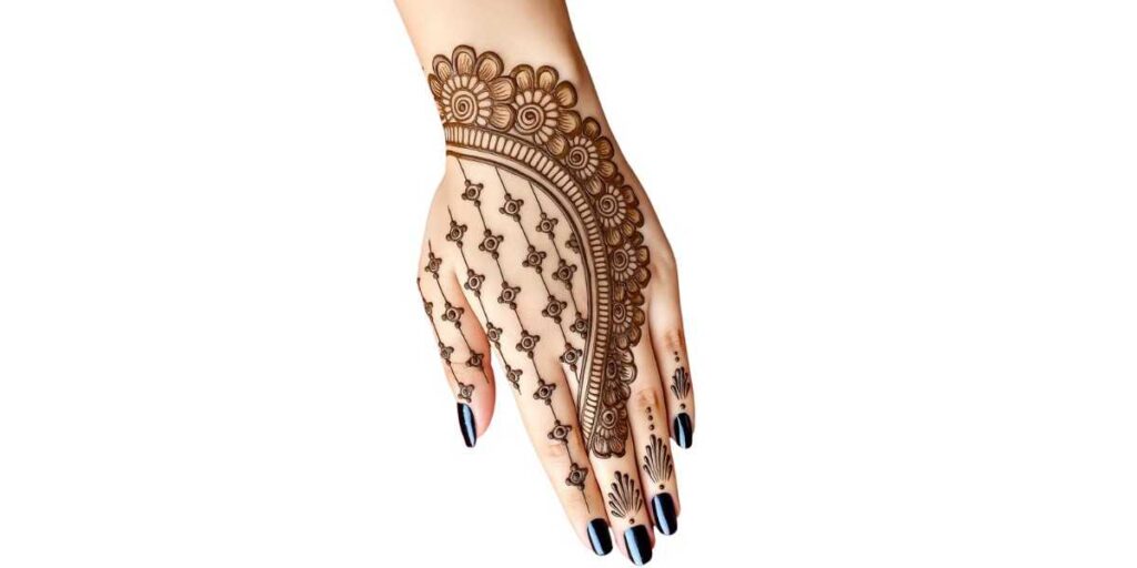 Floral Curve Back Hand Mehndi Design