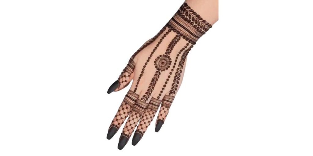 Dotted Chain Back Hand Mehndi Design