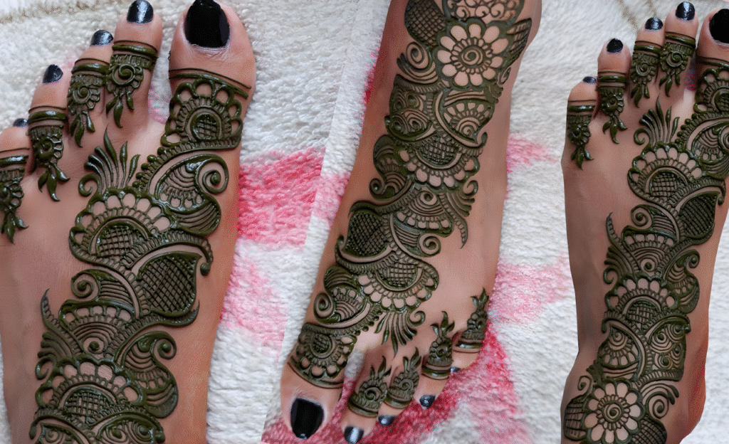 Arabic-Inspired Simple Leg Mehndi Design