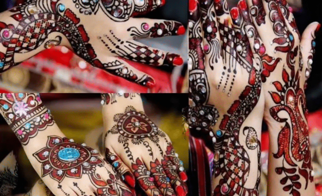 Arabic Mehndi Designs with Glitter