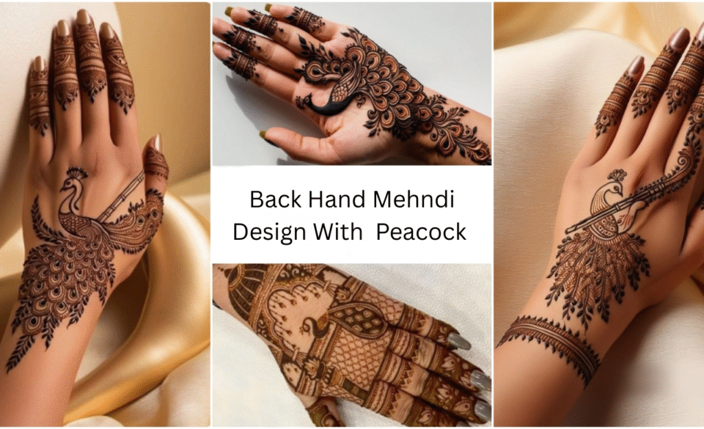 Back Hand Mehndi Design With Peacock Motif