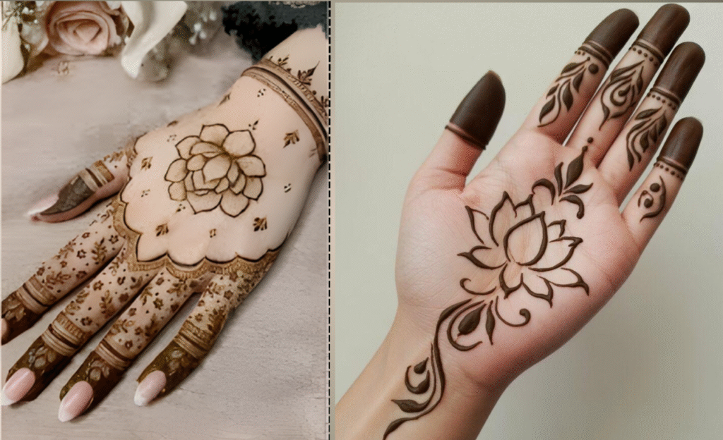 Center Lotus With Petite Roses On The Arm