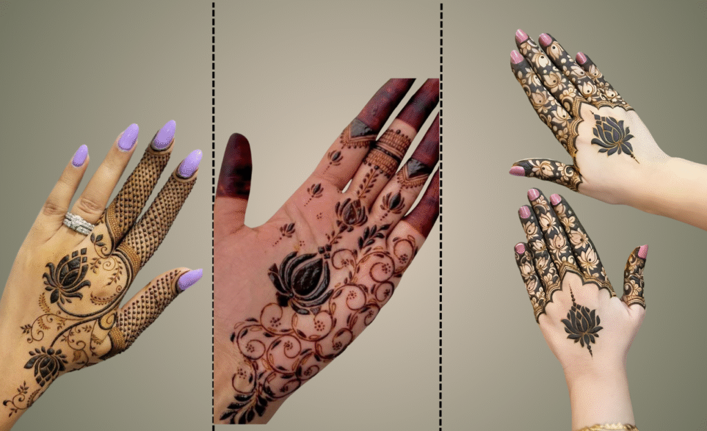 Contemporary Lotus Finger and Leaf Design