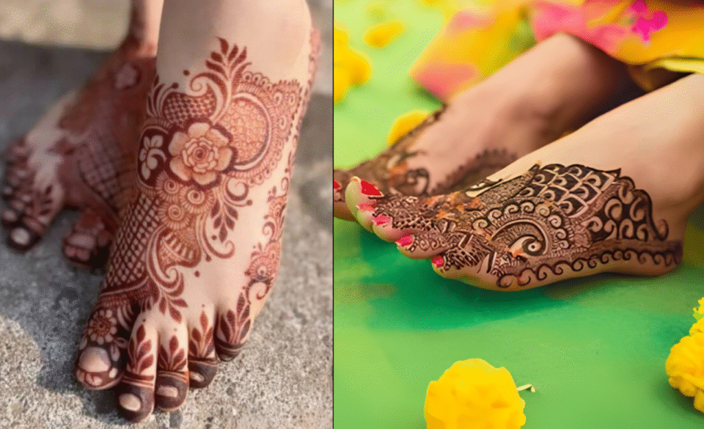 Creative Half-Cover Leg Mehndi Style