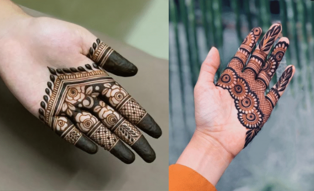 Simple Mehndi Design Half Hand Floral Front-hand