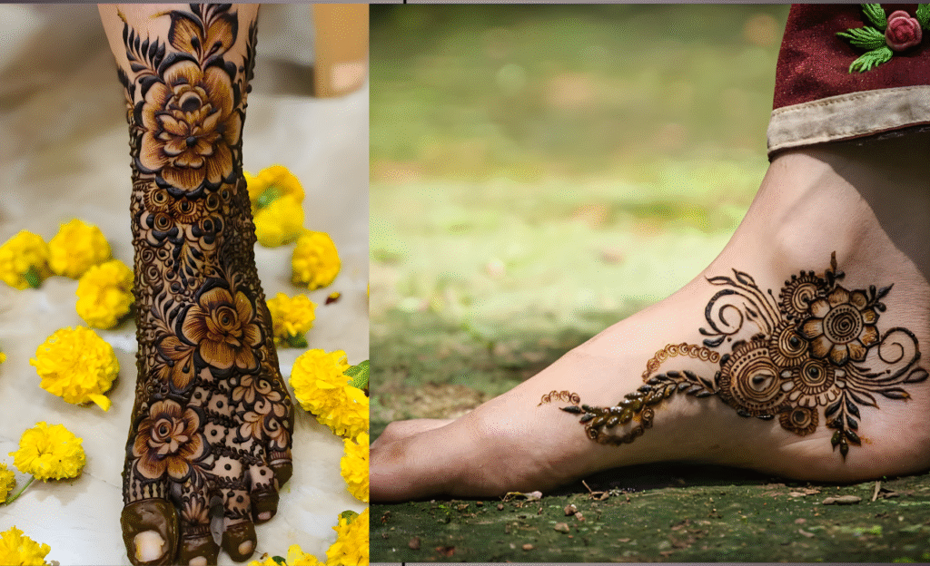 Floral Artistic Leg Mehndi Creations
