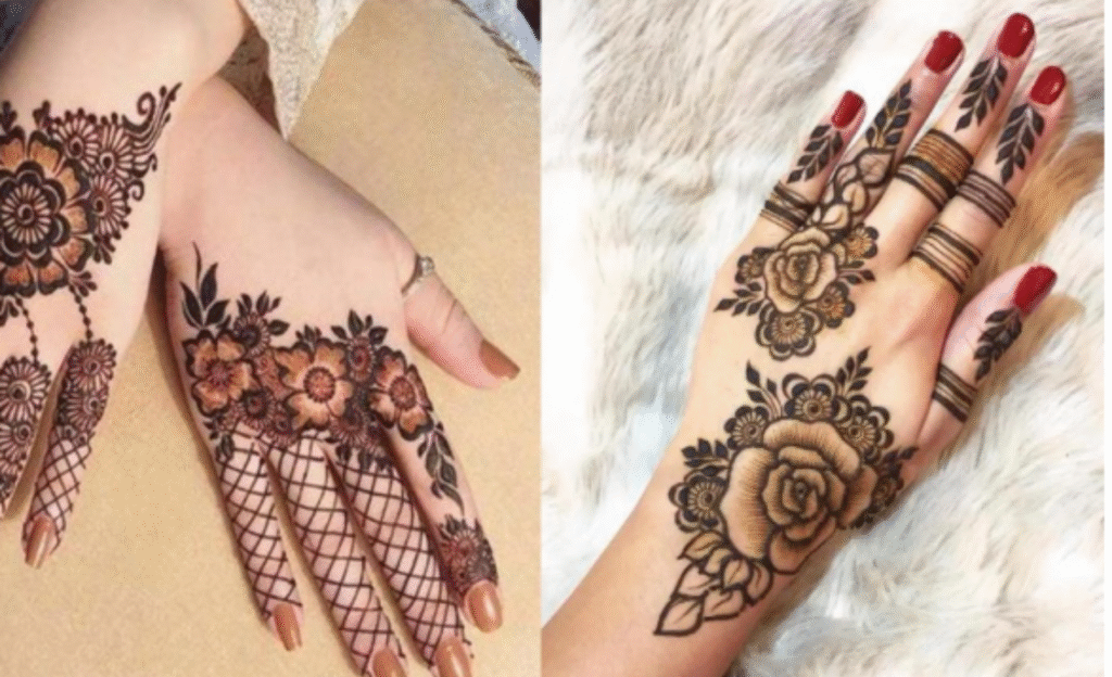 Flowers and Gaps Easy Arabic Mehndi Design