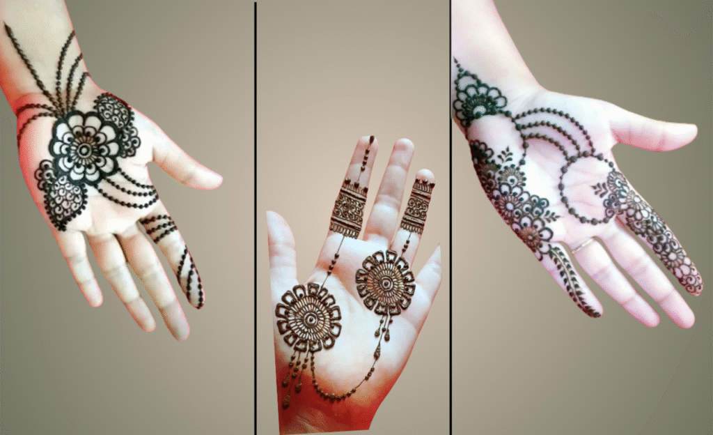 Front Hand Mehndi Design With Chic Jewellery