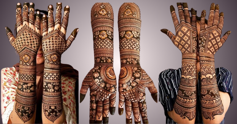 Front and Back Hand Bridal Mehendi Design