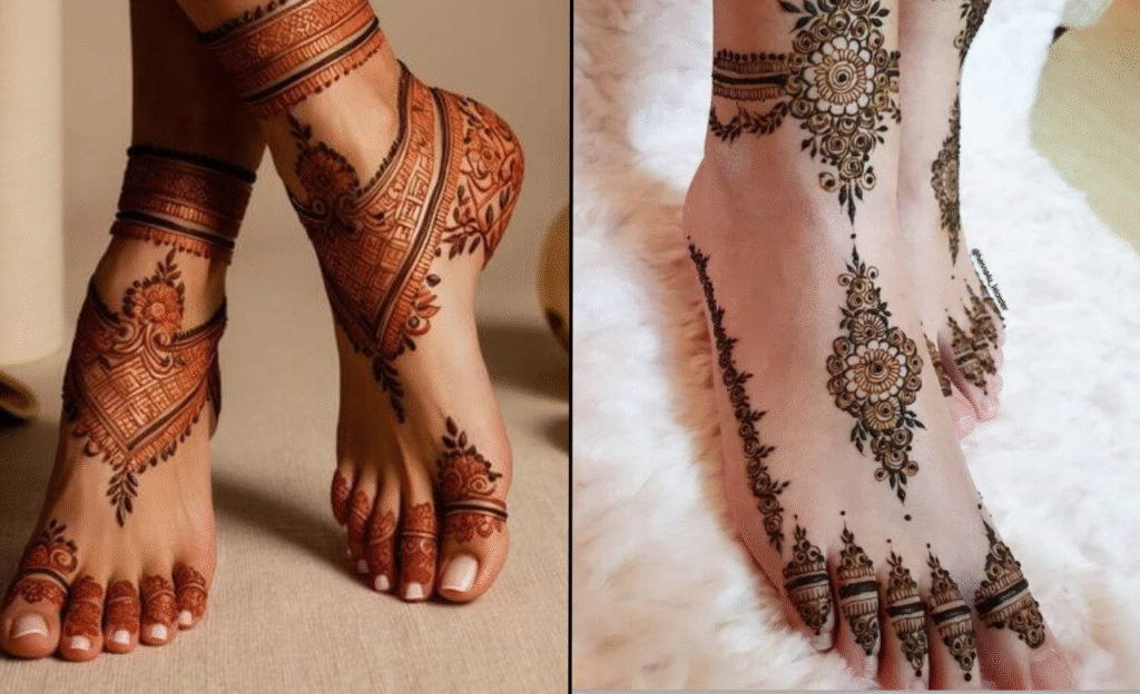 Jewellery-Inspired Leg Mehndi Art