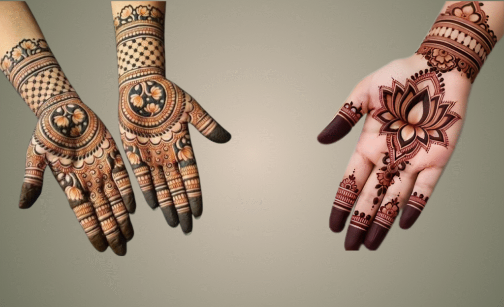 Mehndi Designs Front Hand Lotus Motif