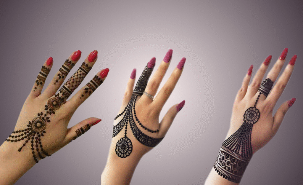 Mehndi Designs of Floral Haath Phool Back Hand