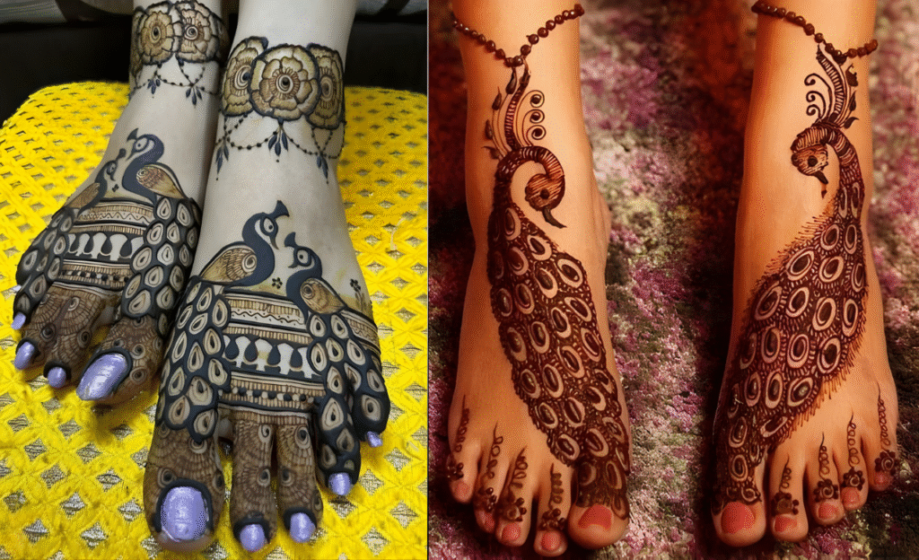 Peacock-Inspired Stylish Leg Mehndi