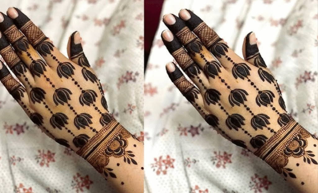 Realistic Lotus Mehendi Design