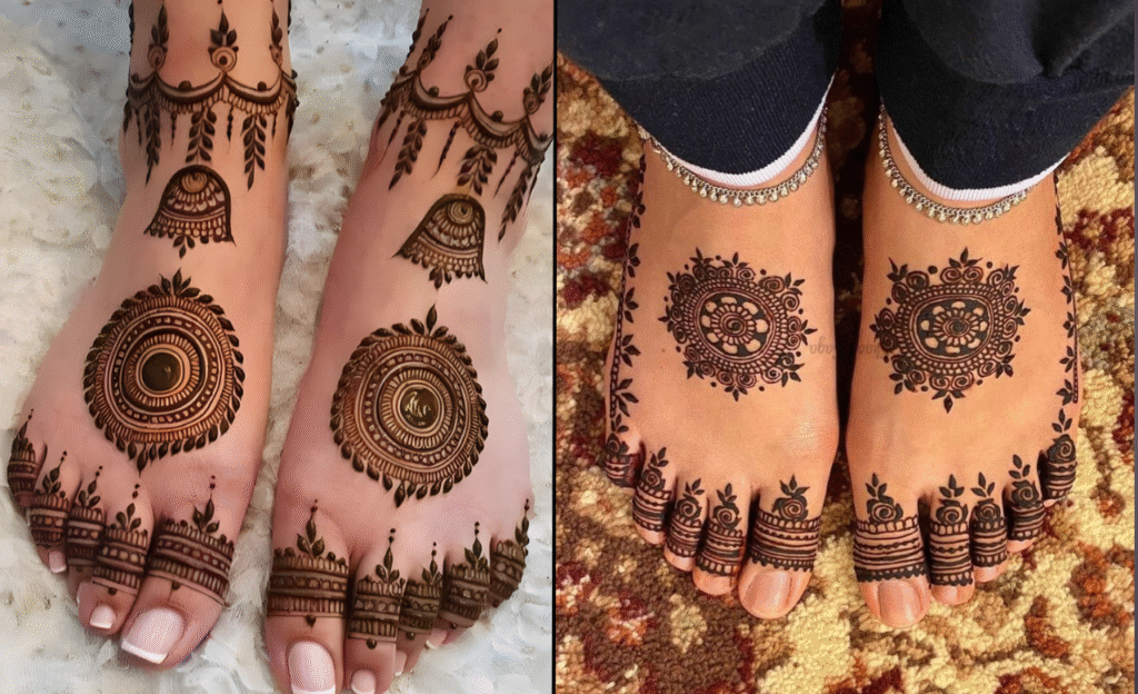 Simple Mandala-Based Leg Mehndi Concepts