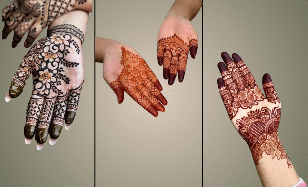 Simple Mehndi Design For Fronthand With Inverted Triangle Red Rose