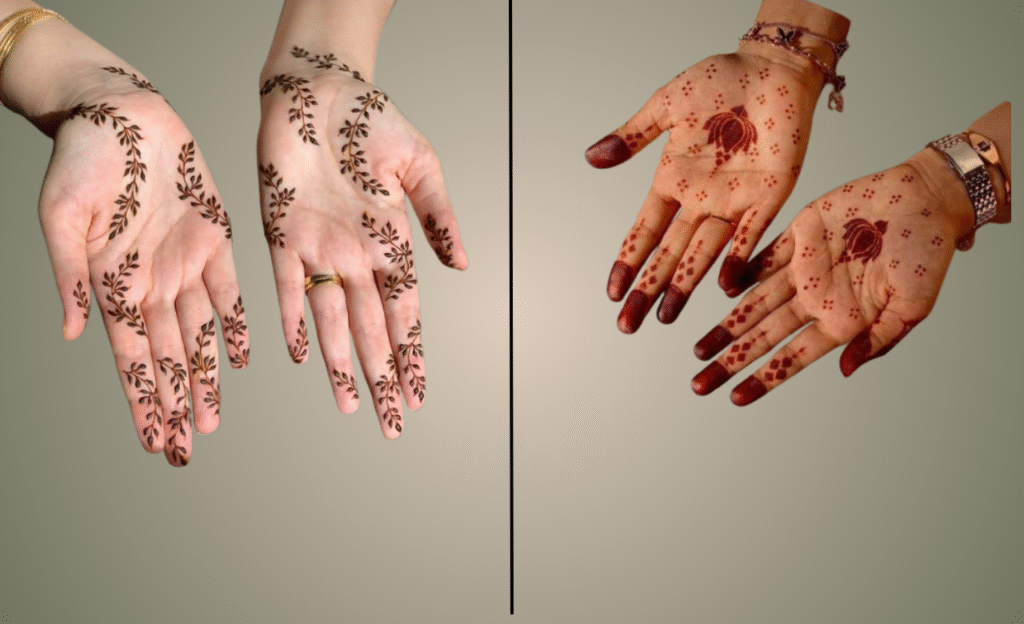 Simple Mehndi Design With Minimal Petal Front Hand