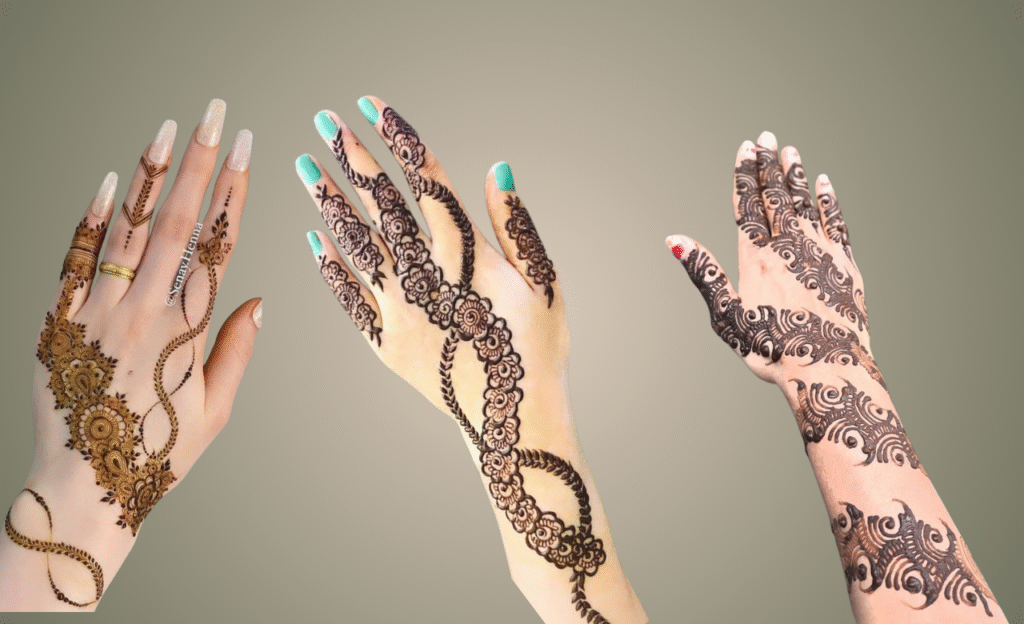 Spiral Back Hand Mehndi Design