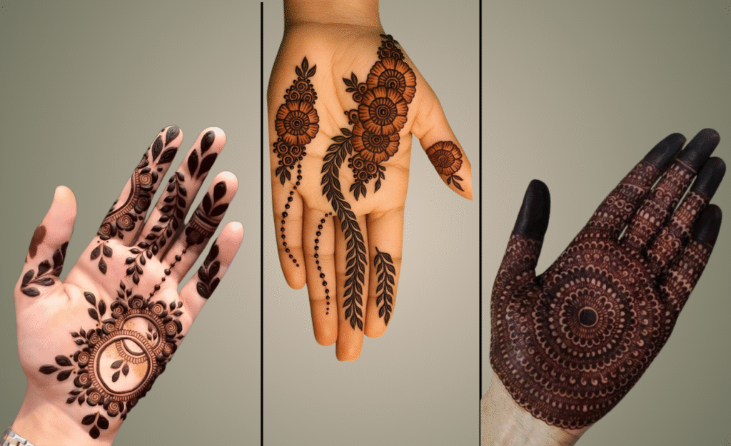 Spiral and Swirl Front Hand Mehndi Design