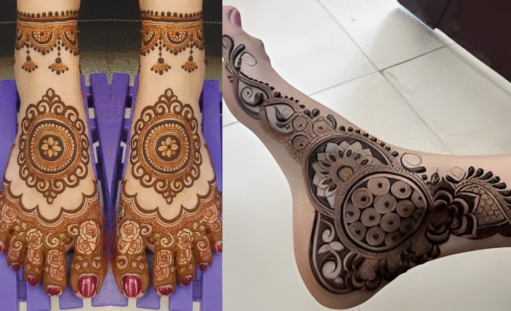Stylish Geometric Leg Mehndi Designs