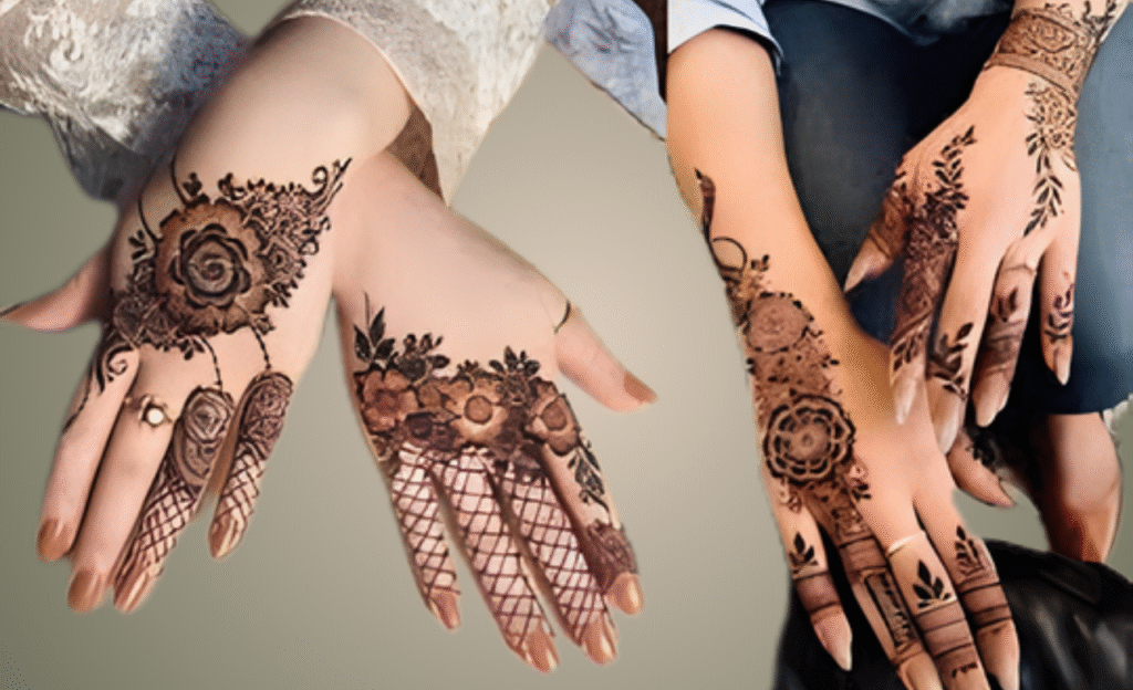Stylish mehndi back of hand design