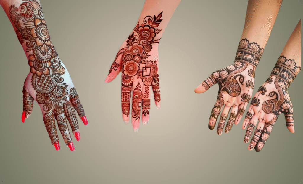 Thick Streaks and Patterns – Simple Arabic Mehndi Design for Hands