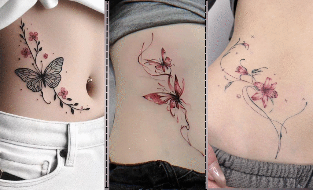 Butterfly Tattoo On Waist Mehndi Design