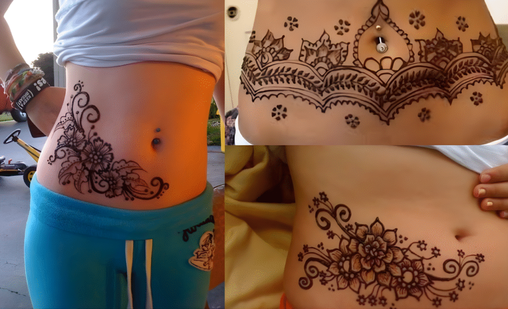 Mehndi Design of Waist, Simple and Easy